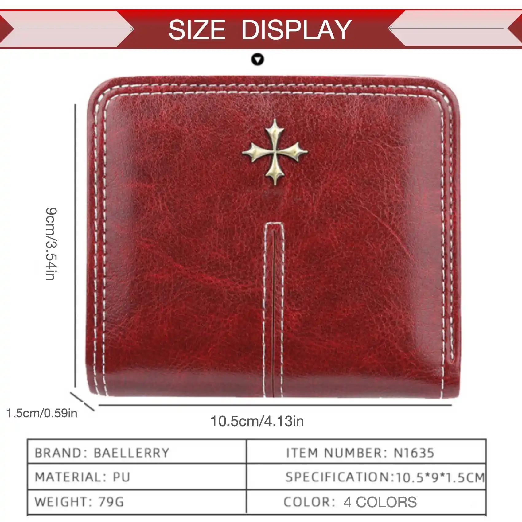 Women's Short Oil Wax PU Wallet Image 5