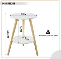 Table basse ronde EUGAD avec 2 étagères, petite table d'appoint blanche avec espace de rangement, table de chevet pour canapé, salon, chambre à coucher 6