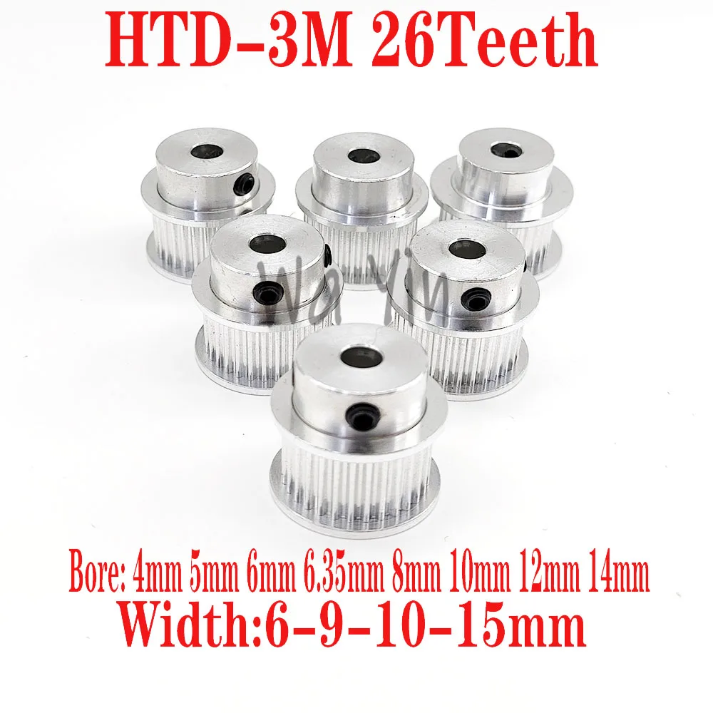 

HTD-3M Synchronous Wheel 26 Teeth Width 6/9/10/15mm Inner Hole 4-5-6.35-8-10-12-14mm 3D Printer Accessories And Transmission
