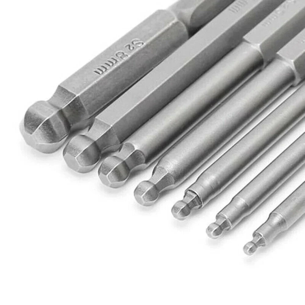 Equipment Hex Screwdriver Bits H2-h8 Hexagon Head Magnetic Ball End Parts Repair Tool Workshop 65mm 7 Pcs Assembly