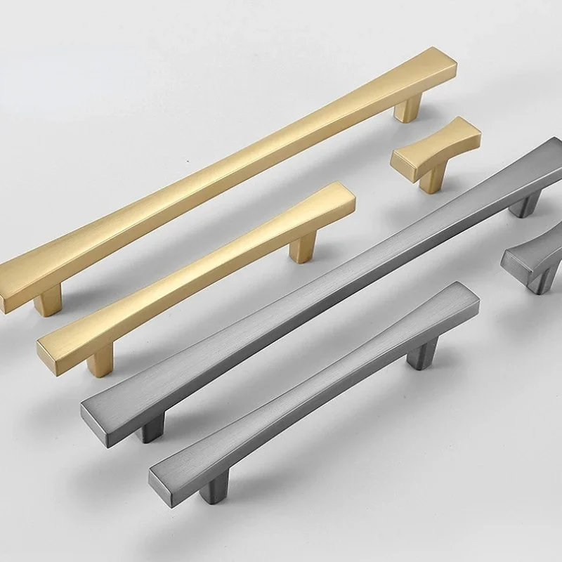 Cabinet Handle Drawer Door Furniture Hardware Dresser Knobs Brushed Gold Square Bar Hardware Pulls Cupboard Handles