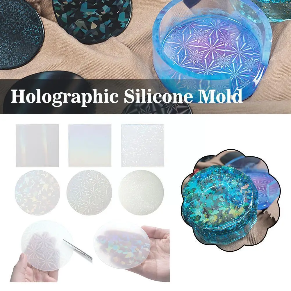 1pcs Round Square Holographic Light And Shadow Silicone Mold Inserts
