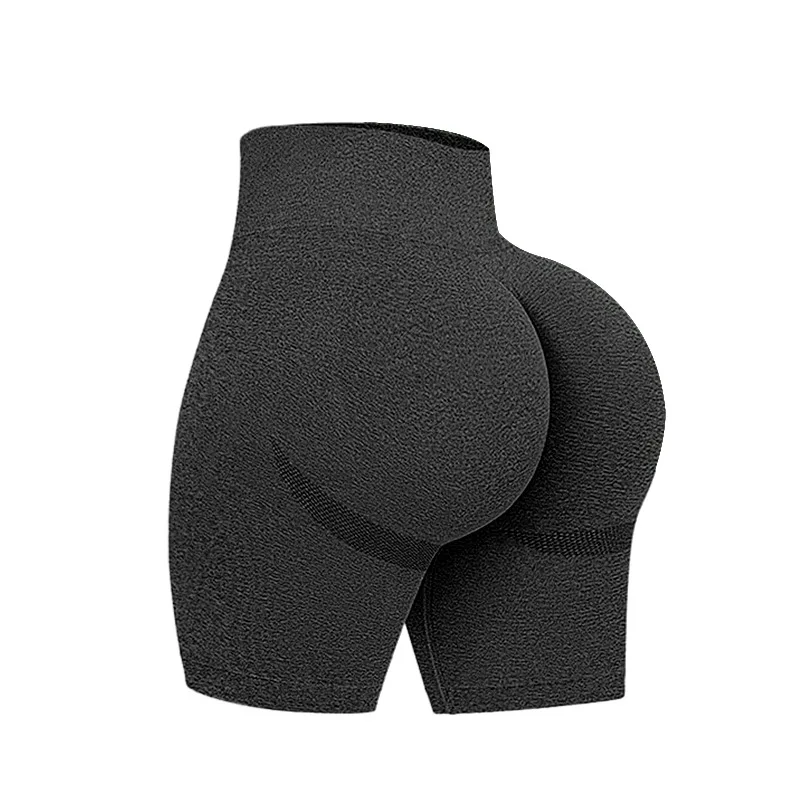 Women Seamless Knited Shorts Solid Slim Leggings Stretch High Waist Butt Lift Fitess Workout Running YogaThree Point Pants 5