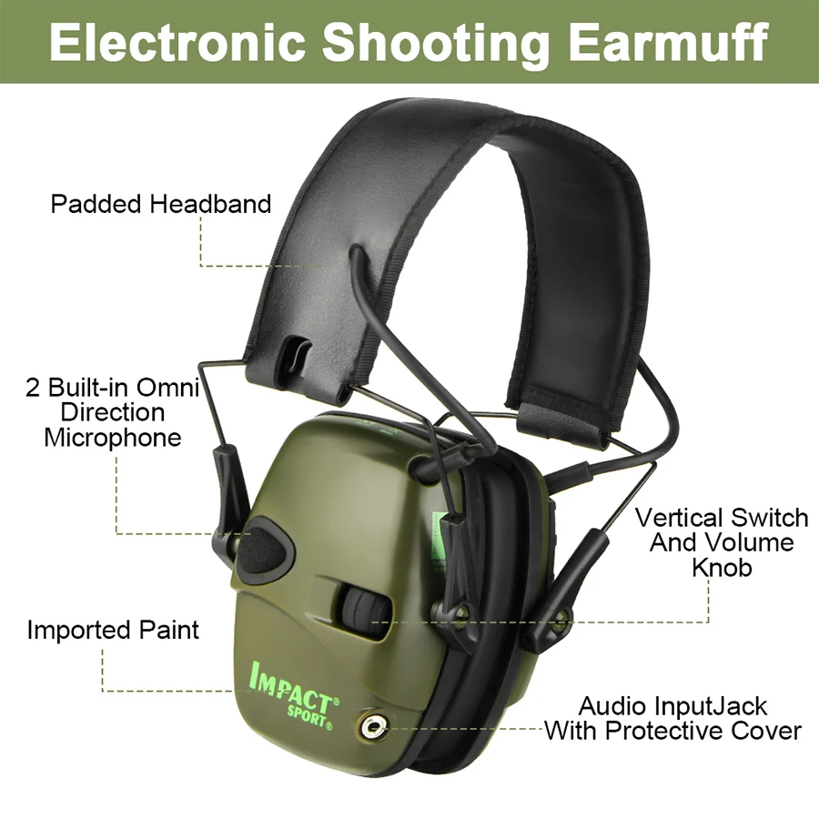 Electronic Shooting Earmuff Anti-noise Impact Ear Protector Outdoor Sport Sound Amplification Headset Foldable