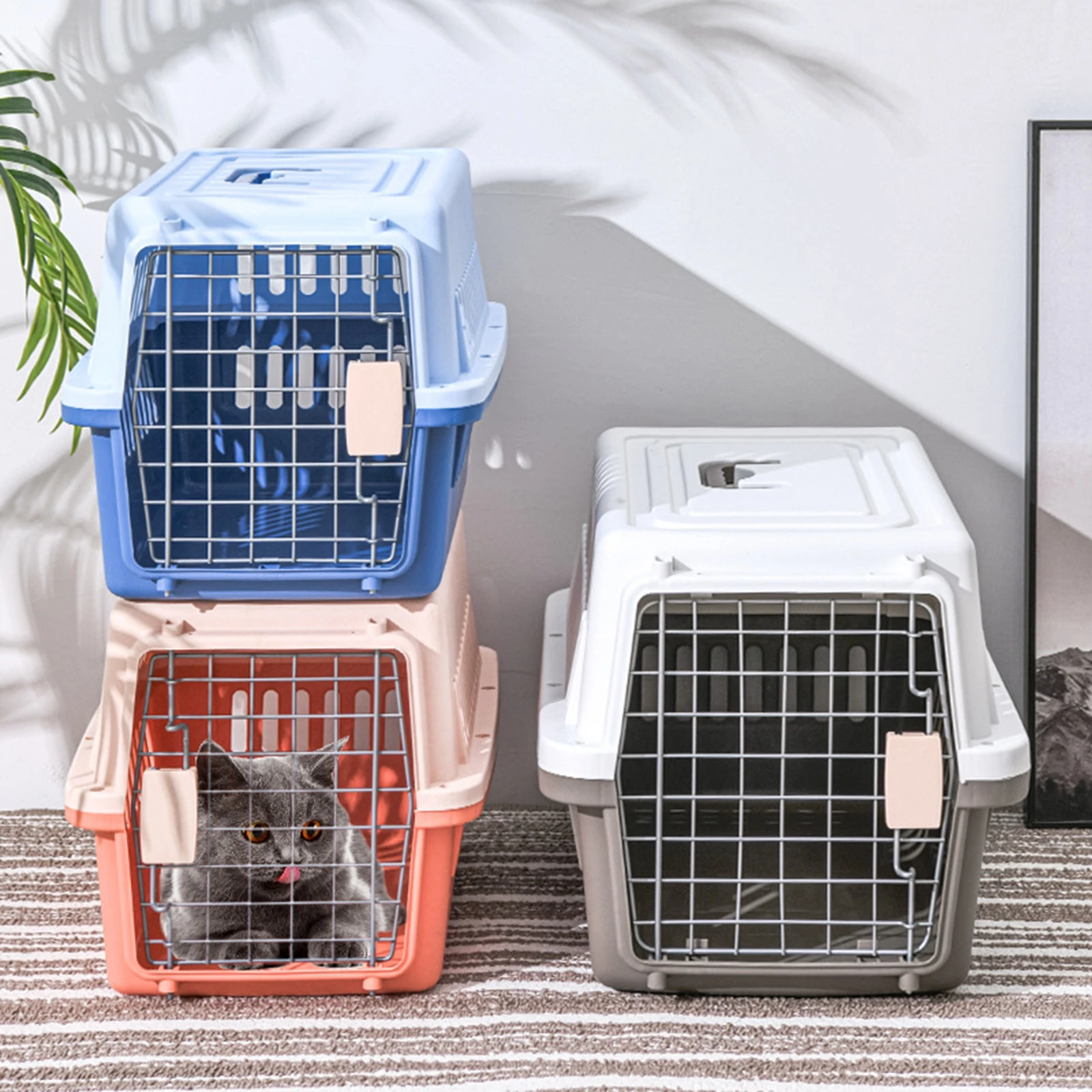 Portable Dog Travel Kennel Pet Supplies Case Crate Breathable Cage Hard Sided Pet Carrier for Cats Rabbits Kitten Trip Carrying