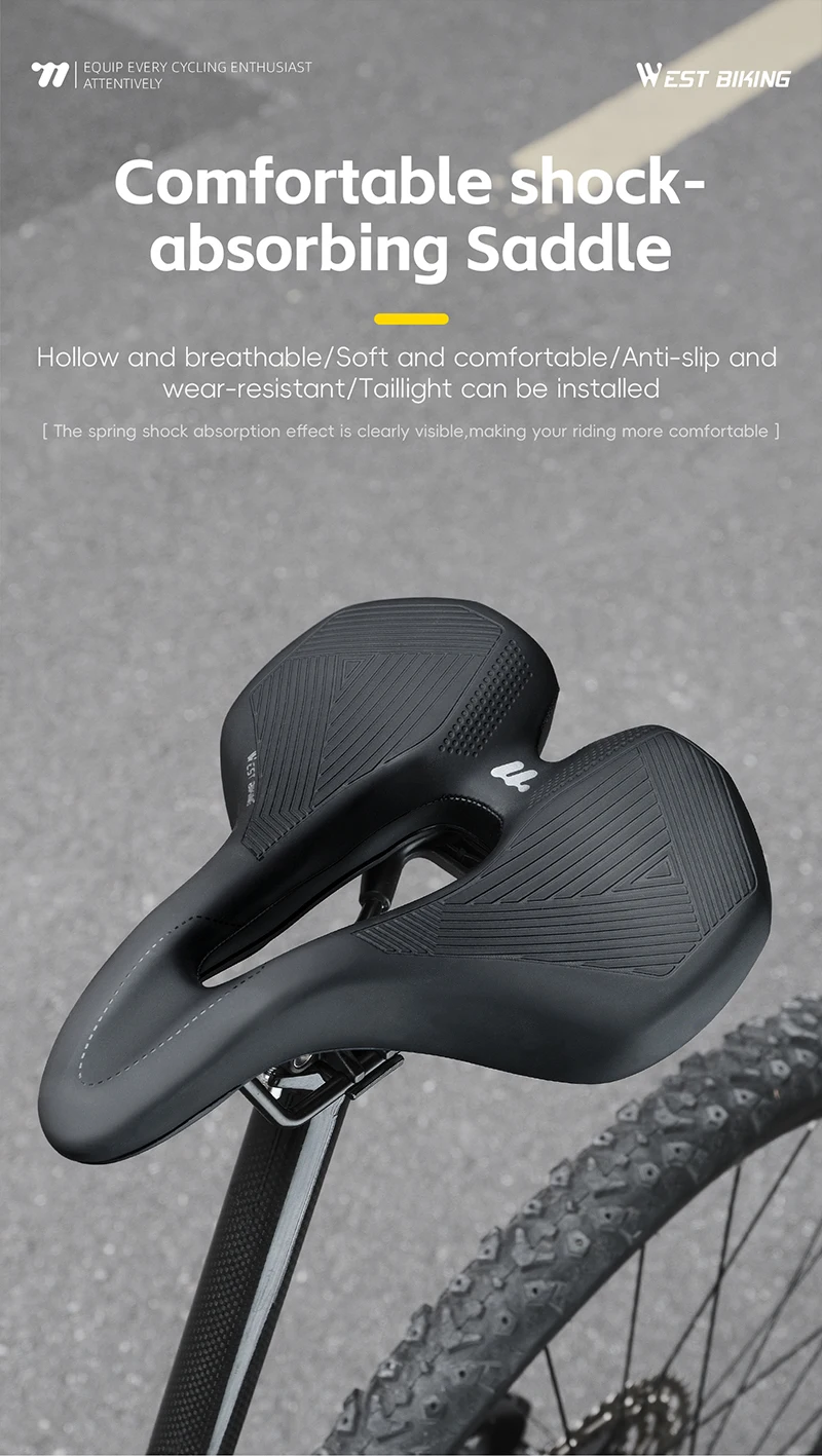 Fahrrad Sattel Komfortable Stoßfest Fahrrad Sitze MTB Straße Hohl Atmungsaktive Mountainbike Sattel Radfahren Kissen Mit Rücklicht – Detail 1