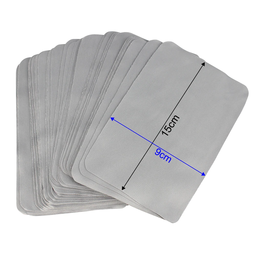 100pcs 175gsm 15x9cm Grey Glasses Sunglasses Eyeglasses Lens Phone Pad Microfiber Cleaning Cloth Gray Small Size Rectangle Wipe 2