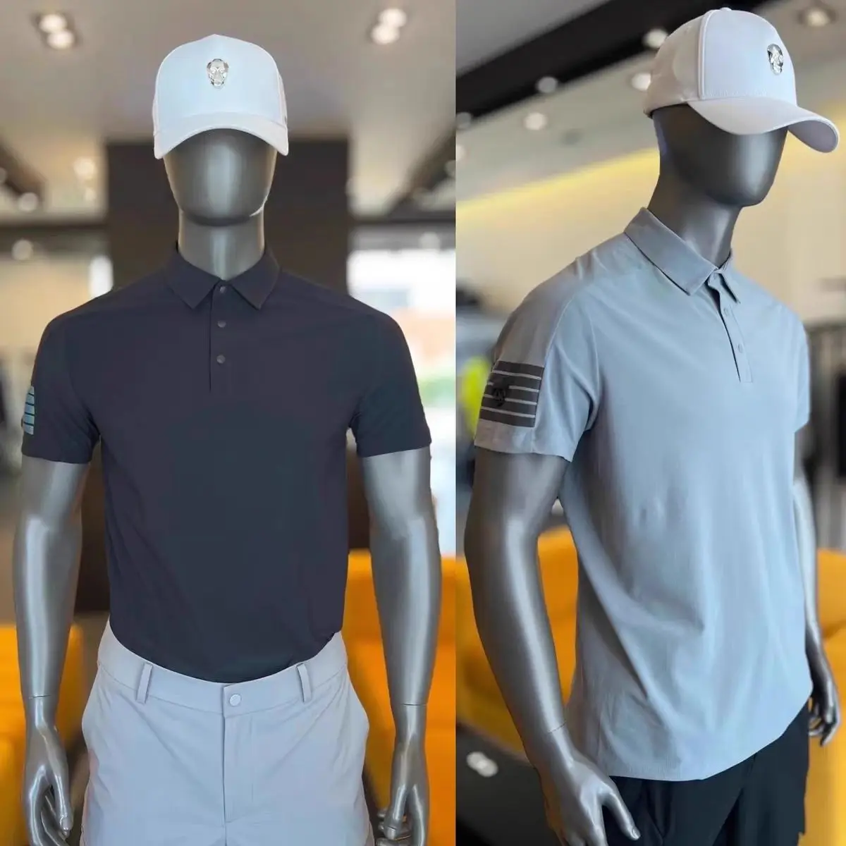 AMAZINGCRE New Men's Golf Simple Lapel Short-sleeved T-shirt Quick-drying Breathable Elastic Versatile Sports Top