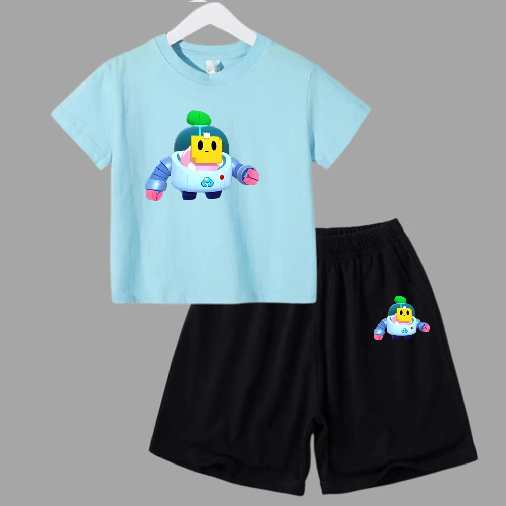 thumbnail image 1 of Conjuntos deportivos de verano para niños, camisetas de manga corta y pantalones de lucha de anime, conjuntos para niños y niñas de 3 a 13 años, 1 of 5