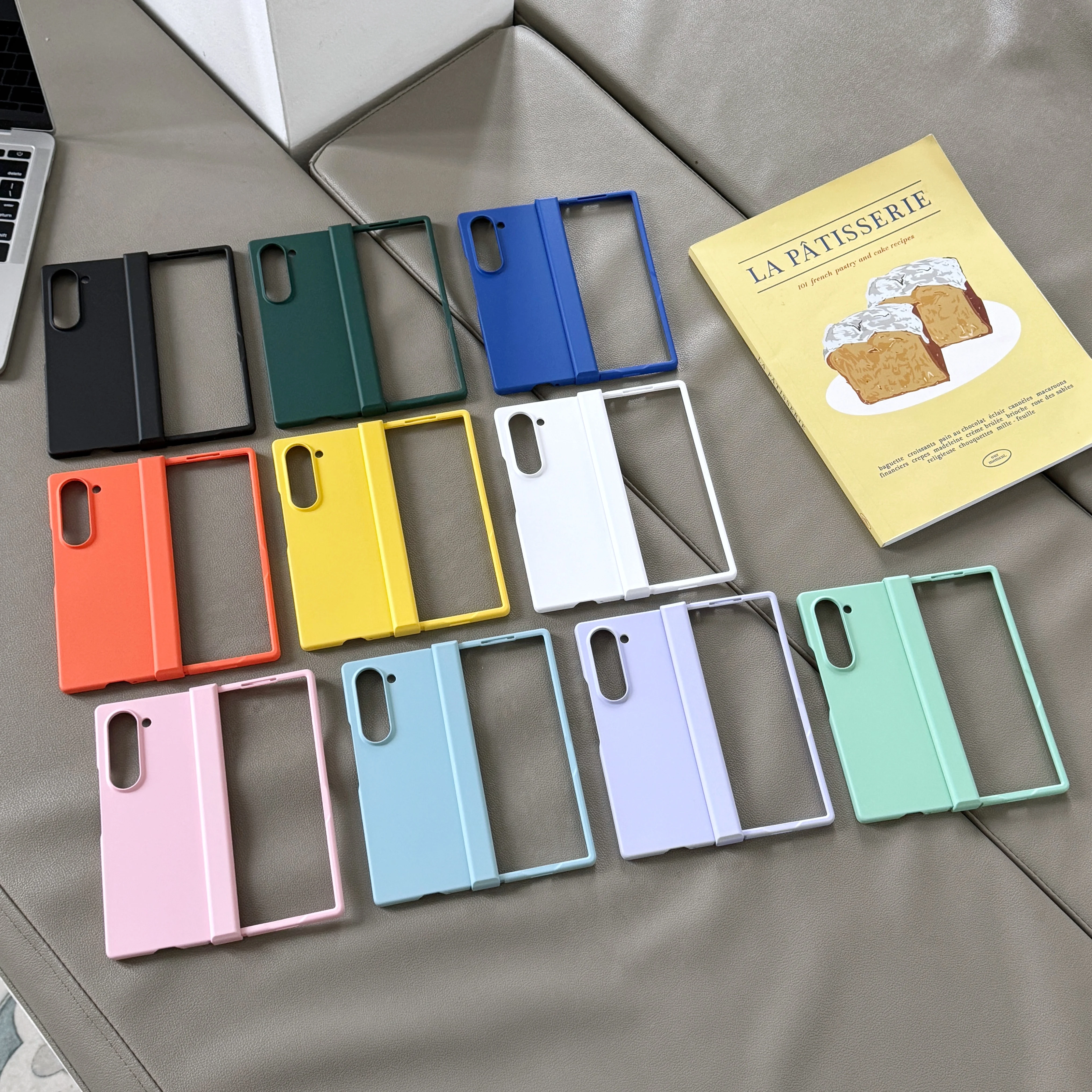 Luxury Candy Colored Foldable Protective Phone Case - Solid Color Shockproof Bumper Hard Cover