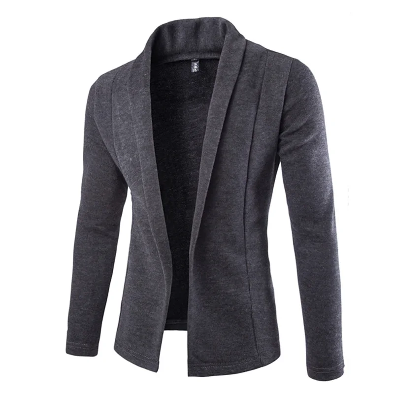Mens Solid Blazer Cardigan Long Sleeve 