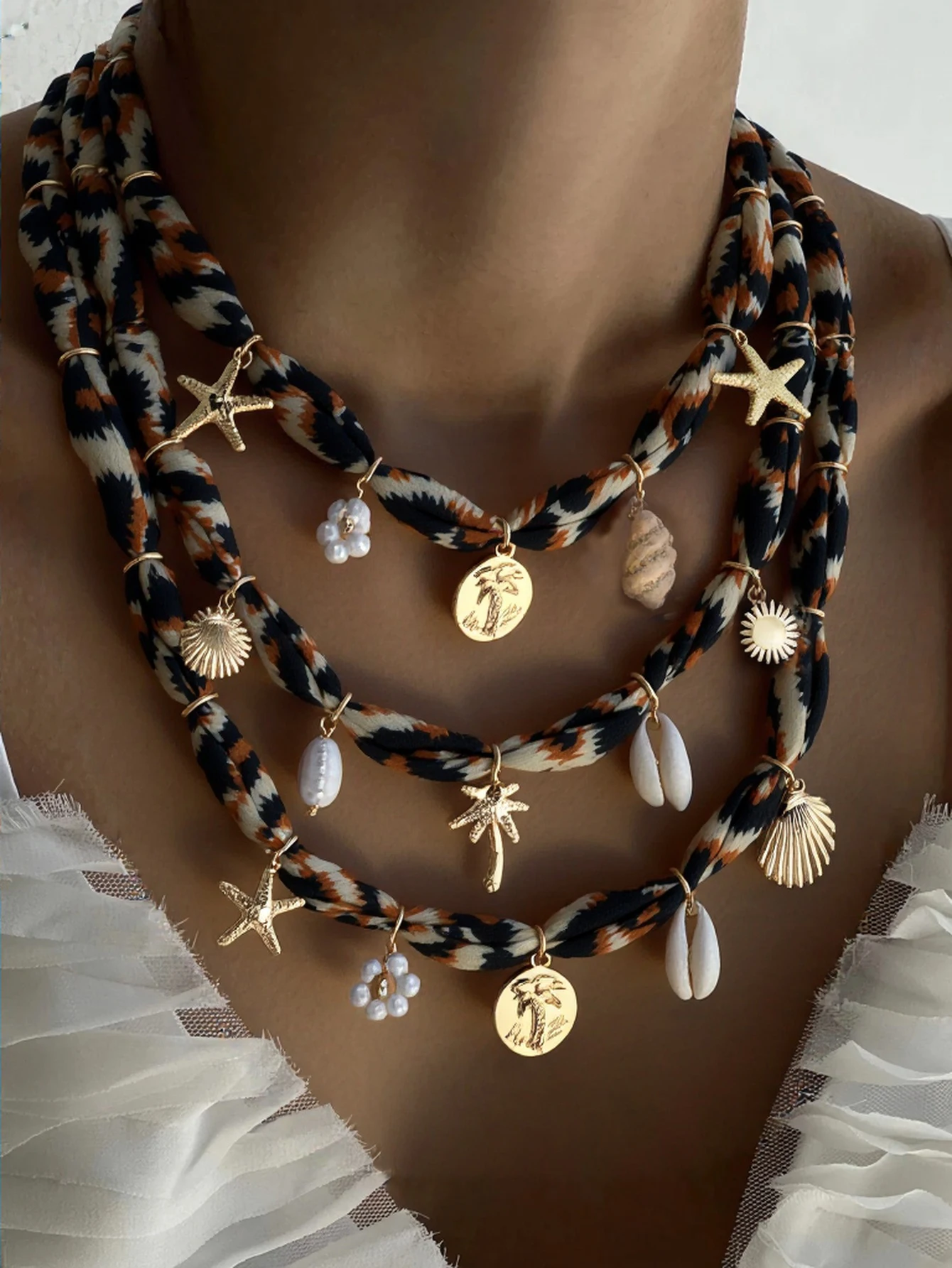 3Pcs Leopard Print Necklaces Set for Women