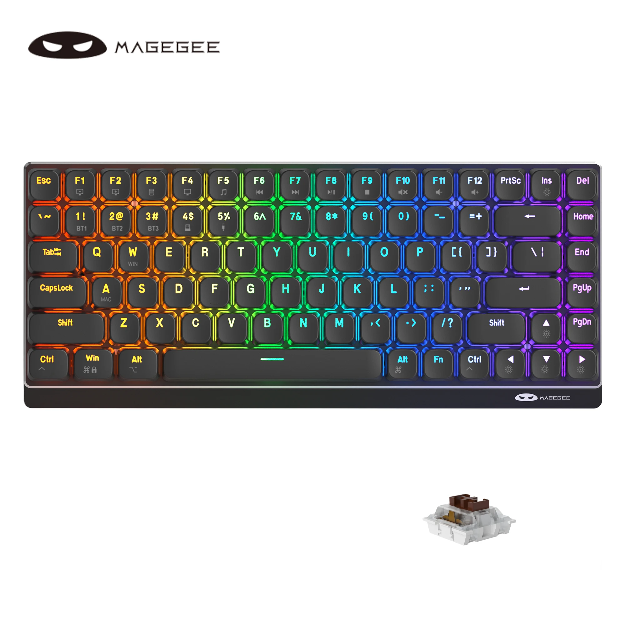 무선 RGB 기계식 키보드 Moon84 트리플 모드 2.4GHz/블루투스/USB-C 유선 사무용 화이트 키보드 /PC/노트북용