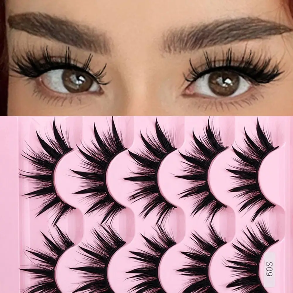 5 Pairs Womne Thai Wet Eyelashes 3d Faux Mink False Eyelashes Handmade