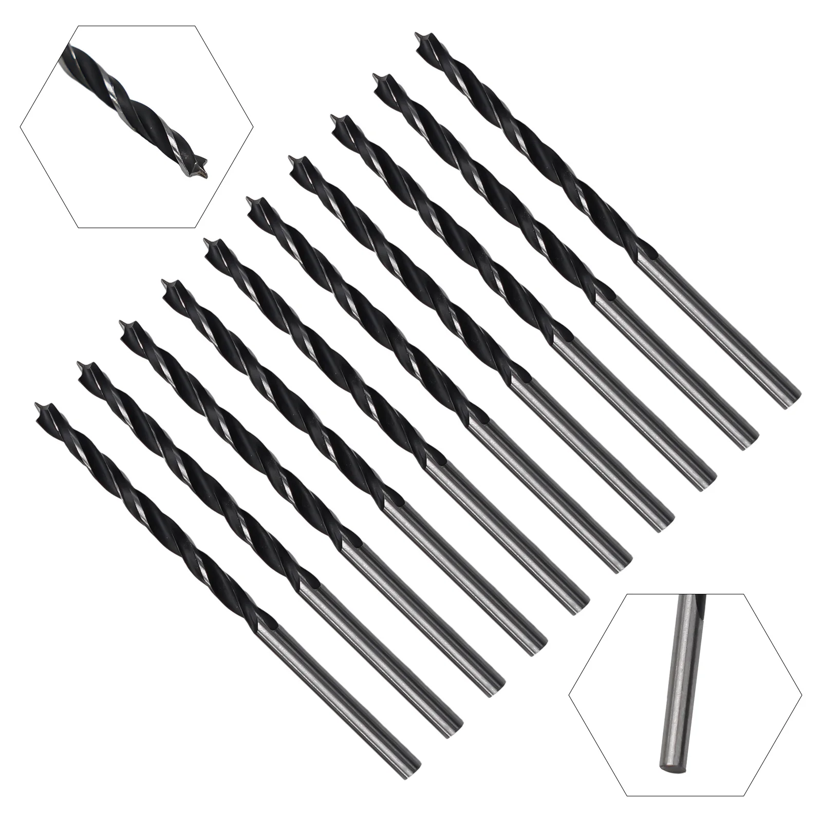Woodworking Drill 10 Pcs 3mm Diameter Drill Bit With Center Point Pack Spiral Twists
