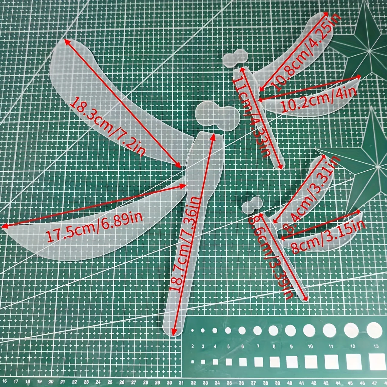12Pcs 잠자리 아크릴 템플릿 세트 DIY 공예용 바느질 패턴 담요, 베개 커버, 의류용 튼튼한 자수 도구