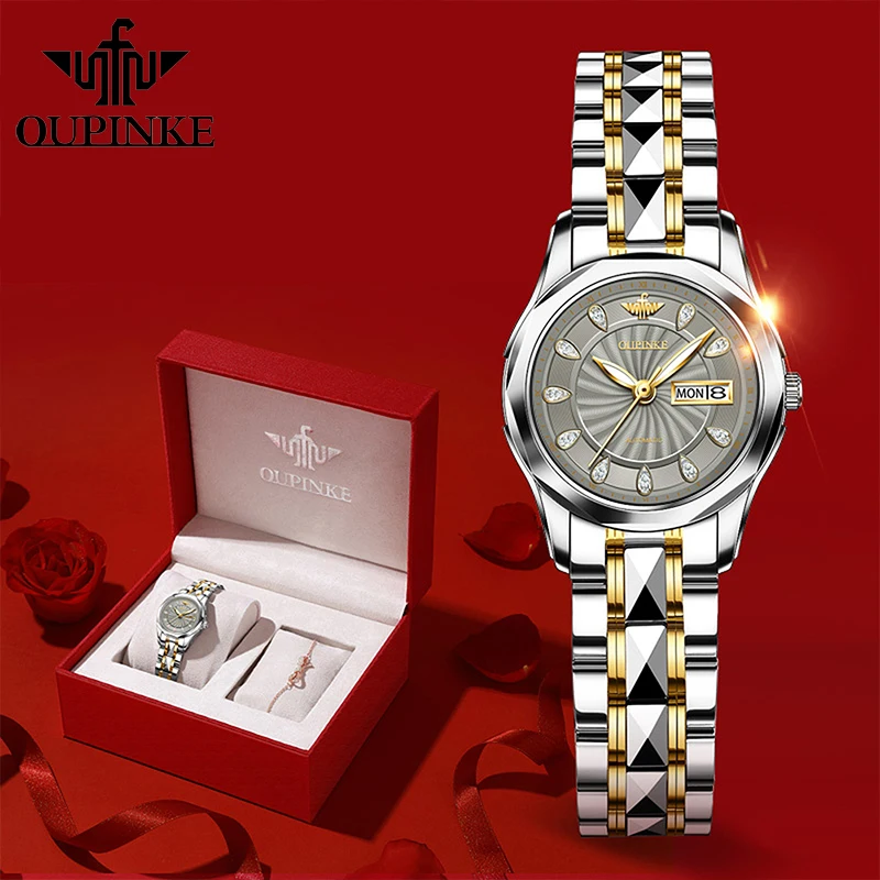 

OUPINKE Women Watches Mechanical Watch Luxury Bracelet Wrist Wristwatch Elegant Ladies Automatic Clock Waterproof Reloj de dama
