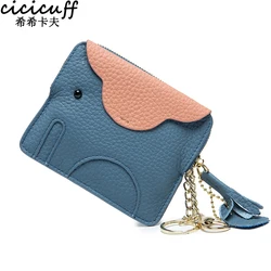 Cowhide Leather Women Coin Purse Fashion Cartoon Mini Wallet for Credit Cards Kids Change Purses Keychain Short Tassels Wallets