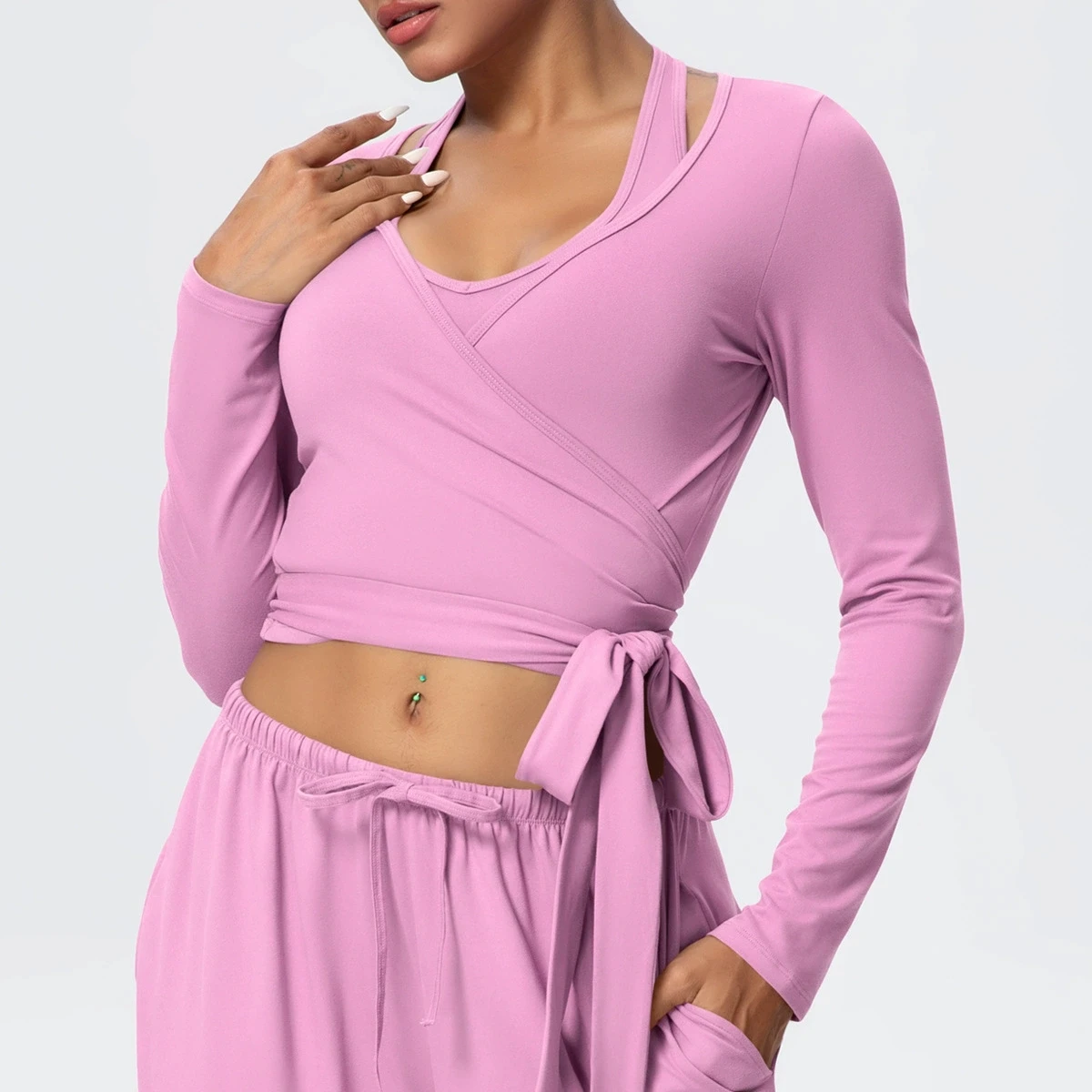 요가 긴팔 여성 상의 러닝 트레이닝 피트니스 요가 의류 크롭탑 야외 스포츠 가디건 긴팔 스포츠웨어