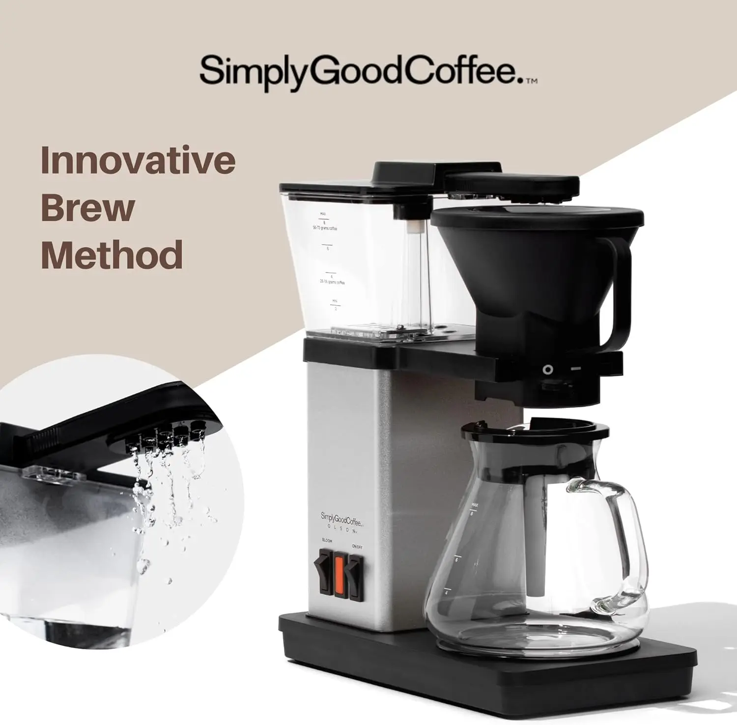 Coffee Maker / Coffee Machine. 8 Cup Automatic Drip Pour Over Coffee Brewer. Easy To Use, Durable Stainless, Go 2