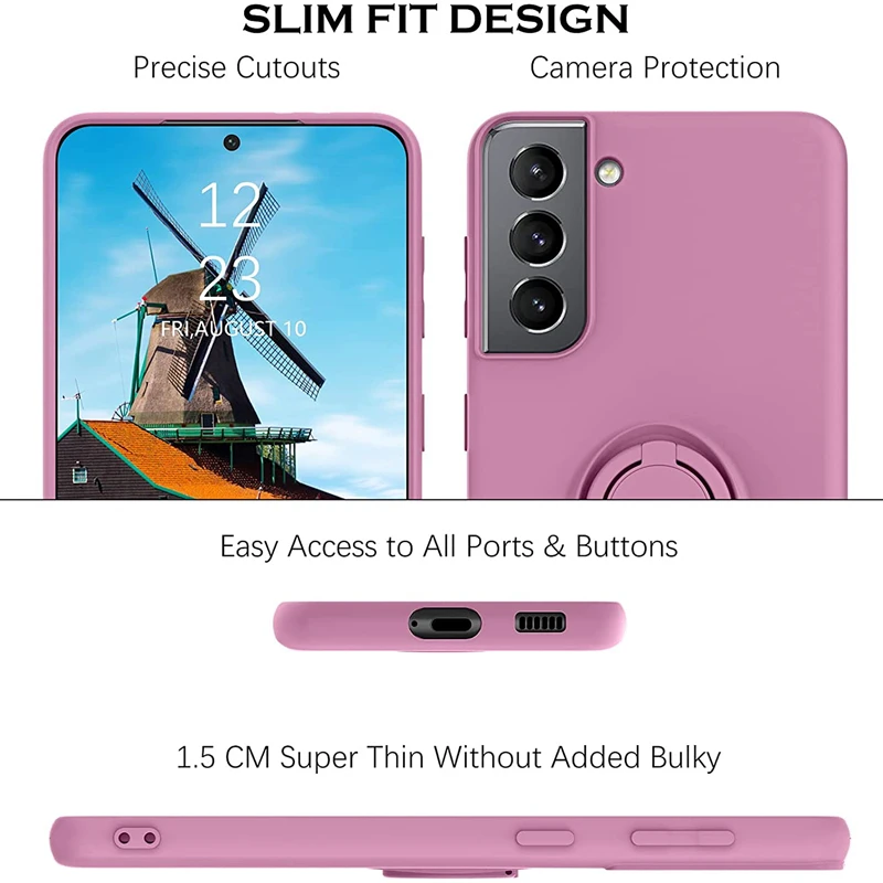 Ring Holder Liquid Silicone Phone Case For Oppo Reno 3 5 6 Pro Find X3 Lite Protective Stand Car Magnetic Cover_voghion.com