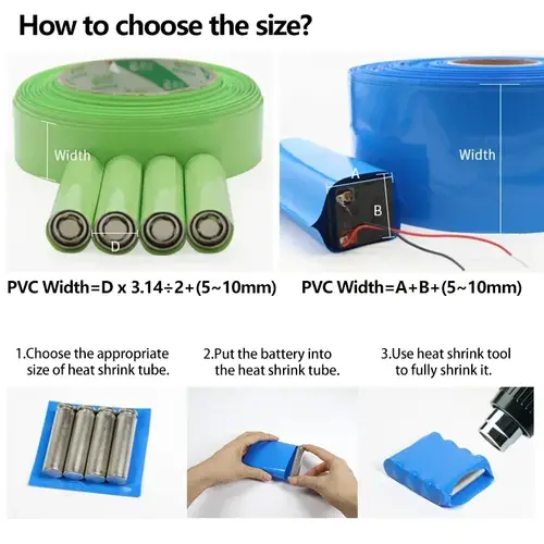 1M PVC Colourful Width 7~103mm Heat Shrink Tube 18650 Lipo Battery Pack Insulated Film Wrap Lithium Case Protection Cable Sleeve - Image 2