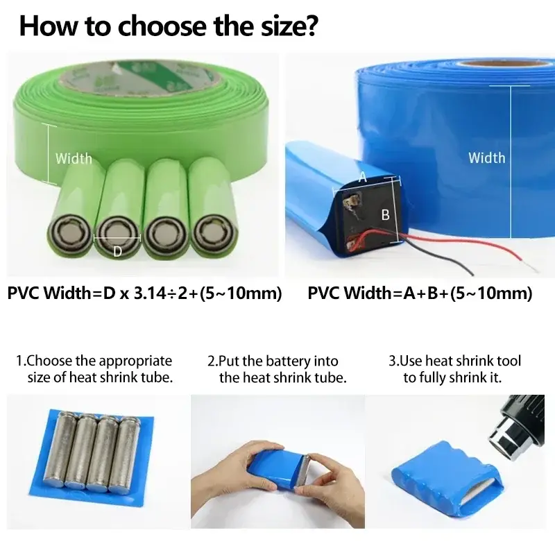 1M PVC Colourful Width 7~103mm Heat Shrink Tube 18650 Lipo Battery Pack Insulated Film Wrap Lithium Case Protection Cable Sleeve - Image 2