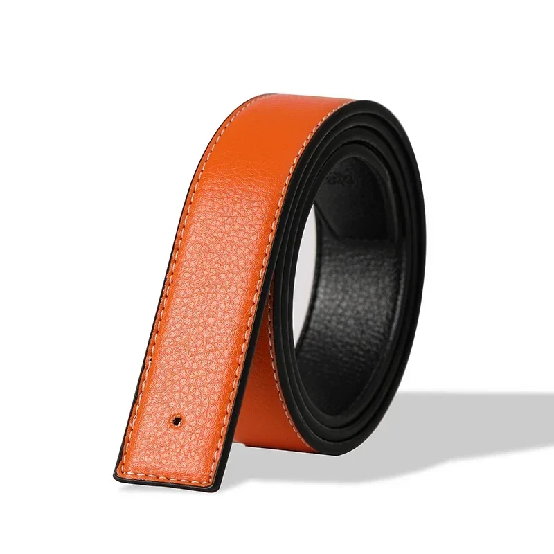 Hochwertiger verstellbarer Riemen, 3,8 cm großer PU-Ledergürtel ohne Schnalle – Unisex-Gürtel mit glatter Nadelverschluss für Männer und Frauen – Detail 8