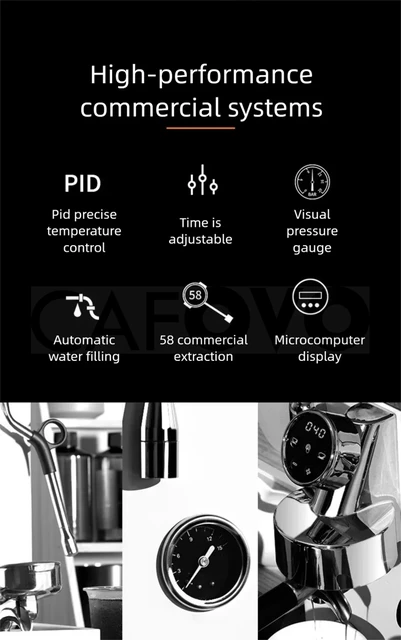CAFOVO CM6005 Commercial Espresso Machine 3100W Dual Pump Triple Boiler PID Temperature Control 3-Hole Steam Wand Cafe Home Use 2