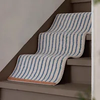 Bedroom Carpet Non-slip Soft Fluffy Bedside Rugs Blue Line Stripes Long Size Floor Mat Bay Window Home Decoration Mats 침실 카펫 1