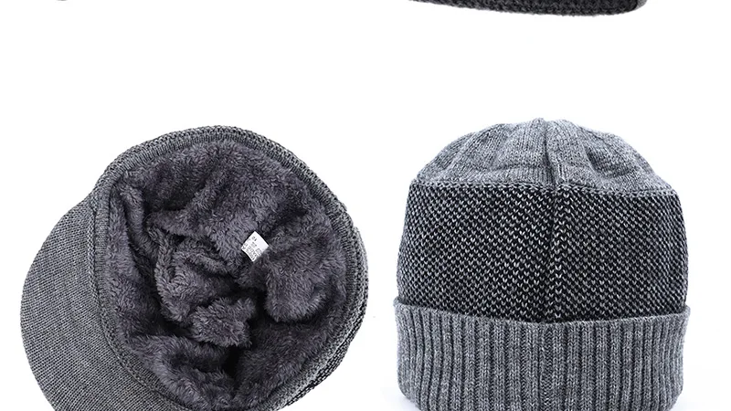 2021 Winter New Cotton cap visor knit beanie Thicken Hedging Cap winter man caps outdoor skullies MEN LETTER GRAPHIC KNIT HAT