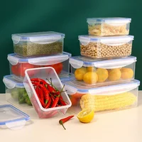Réfrigérateur de cuisine, boîte de rangement rectangulaire scellée avec couvercle, bac à légumes en plastique, boîte à déjeuner chauffée au micro-ondes, boîte de rangement 3
