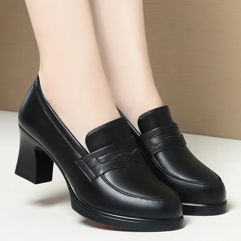 Heels Women's Black Uniform Shoes Fashion Comfortable Black