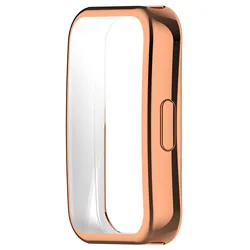 Premium Soft TPU All-Around Bumper Smart Watch Case & Screen Protector Cover for Huawei Band 8 (Rose Gold)