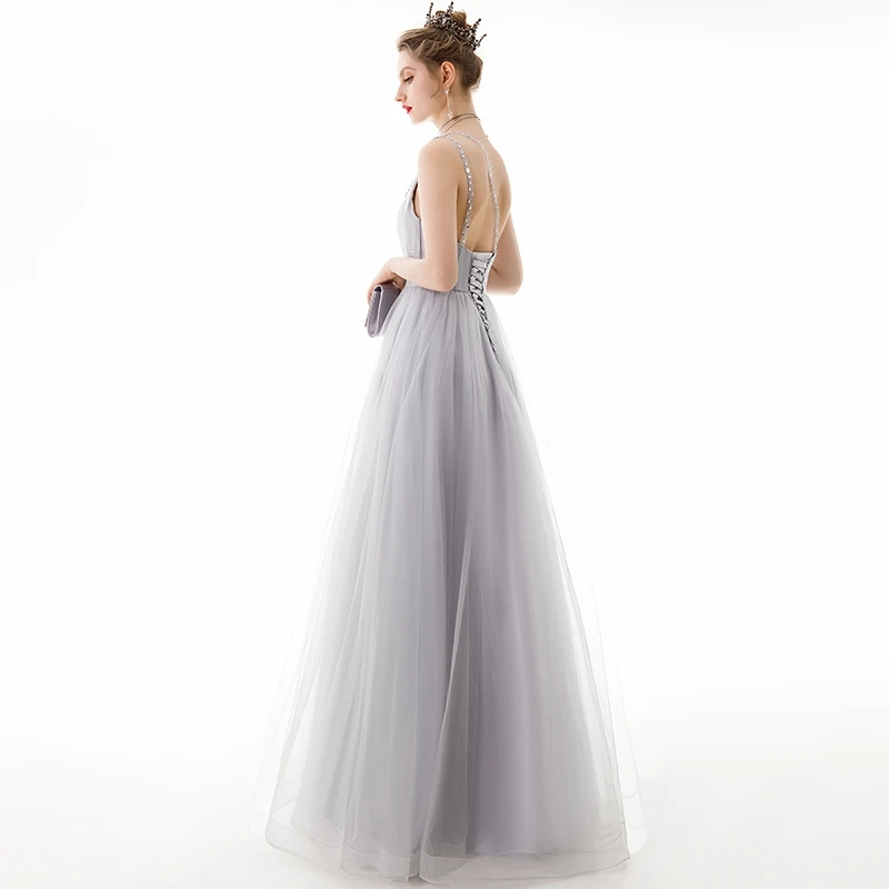 A Line Tulle Beading Pleat Elegant One Shoulder Bridesmaid Dresses Wedding Party Evening Formal Prom Sweep Train Lace Up Back