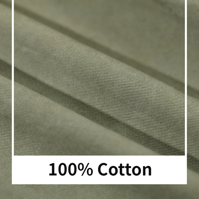 الربيع والخريف جديد الرجال البضائع عادية بلون تي شيرتات قطن فضفاضة الرجعية متعددة جيب ملابس علوية مريحة AZ753