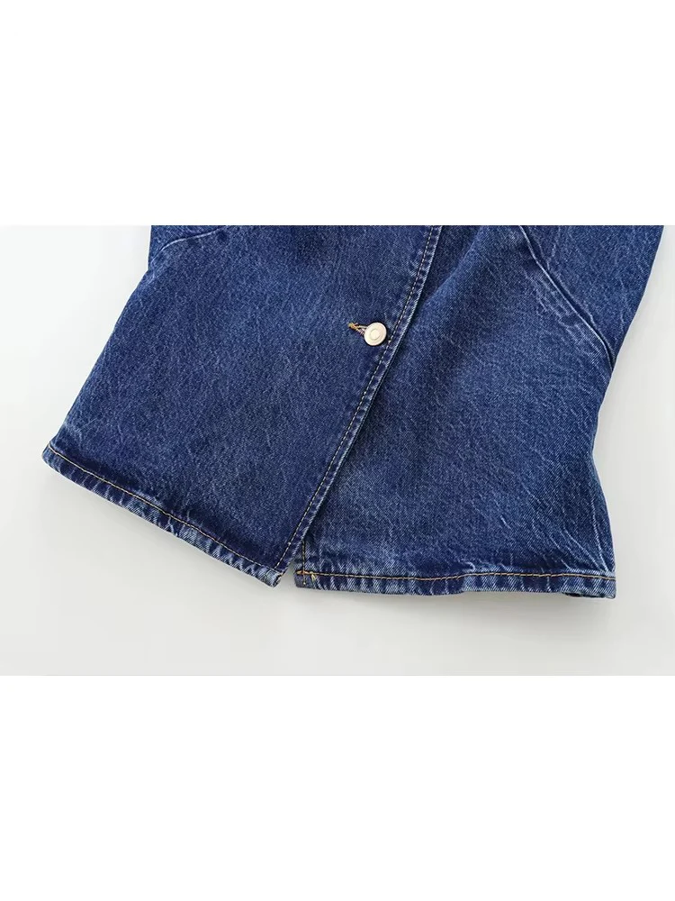 2025 Women's Short Vest Autumn Fashion Blue Denim Vest Top Lady Casual Cropped Sleeveless Jacket Streetwear New Waistcoats