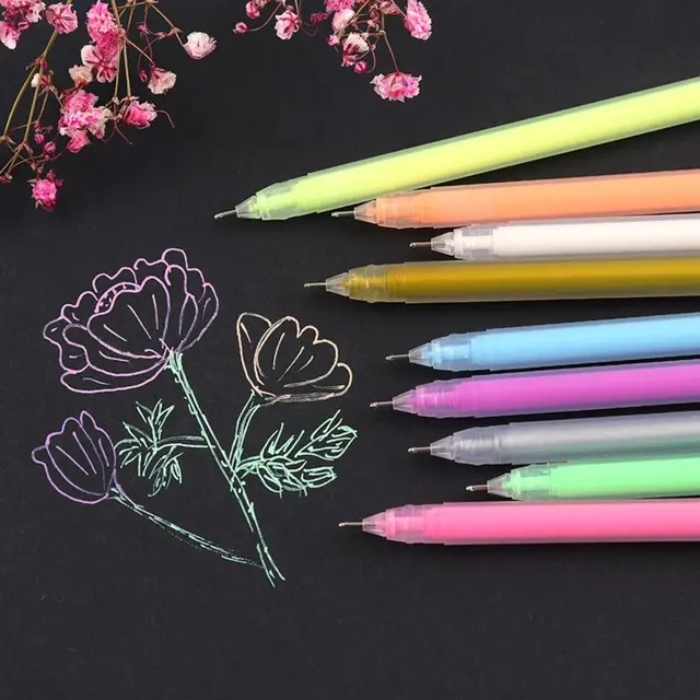 12 PCS Colored Gel Pens Set Kawaii Color Ink 0.5 mm Ballpoint Pen For  Journal Cute School Stationary Office Painting Supplies - AliExpress