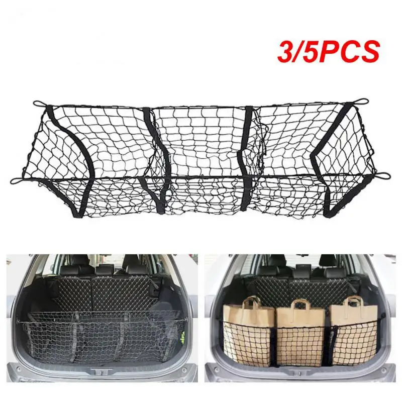 

3/5PCS Stretchable Elastic Car Truck Net with Hooks Storage Mesh Car Trunk Organizer Storage Bag Heavy Duty Cargo Net for Car