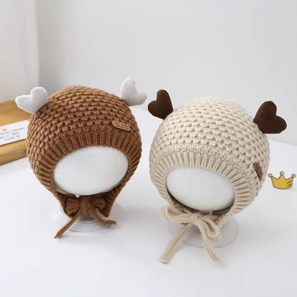 Cute Love Knitted Hat Keep Warm Windproof Ear Protection Hat Ear Protection Thickened Winter Cap Children Boy Girl