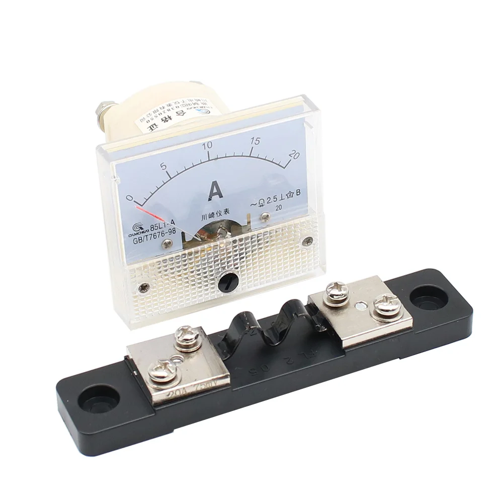 Ammeter Gauge DC 020A 85C1 HQ Analog Panel AMP Current Meter + Shunt