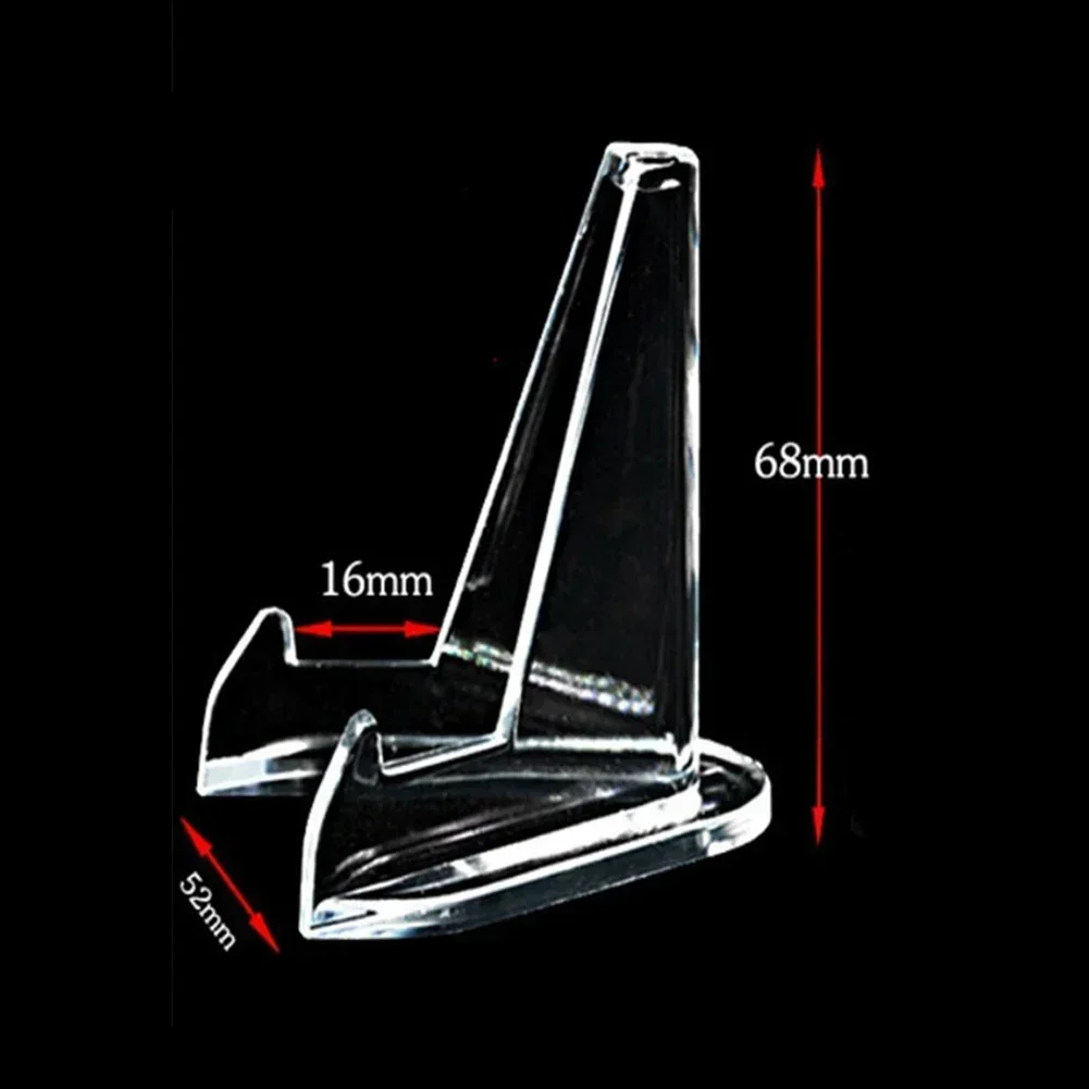 10 Pcs Acrylic Display Stand Transparent Triangle Commemorative Coin Watch Holder Display Rack For Exhibitions Shelf Home Decor acrylic display stand,doll display holder,glasses display rack,sword display rack,knife display stand,car model display holder