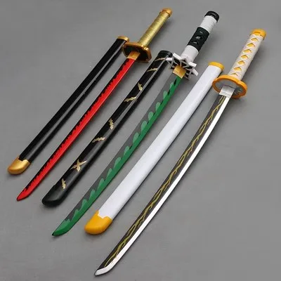 Japanese Katana Sword Toy Weapon Toy Cold Weapon Toy 80cm Demon Slayer Kimetsu No Yaiba Kyoujurou Cosplay Prop Large Wooden Ninja Anime Samurai Sword Kid Toys