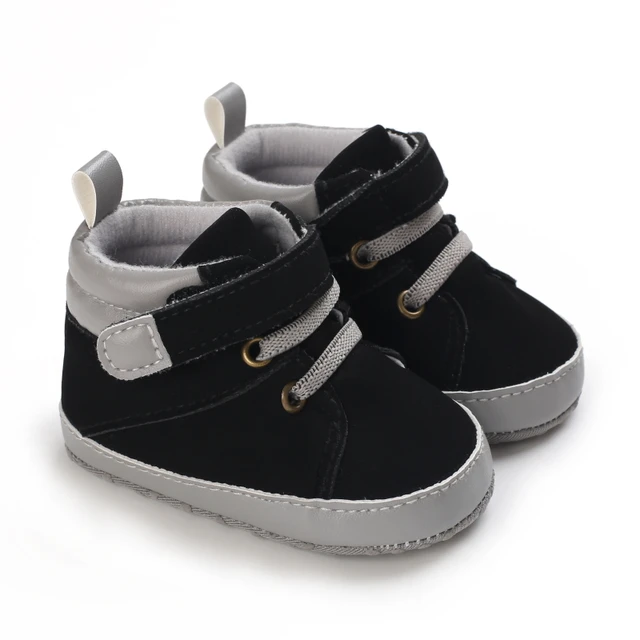 Baby Shoes Boy Newborn Infant Toddler Casual Comfor Cotton Sole Anti-slip PU First Walkers Crawl Crib Shoes Baptism Slippers E34 black