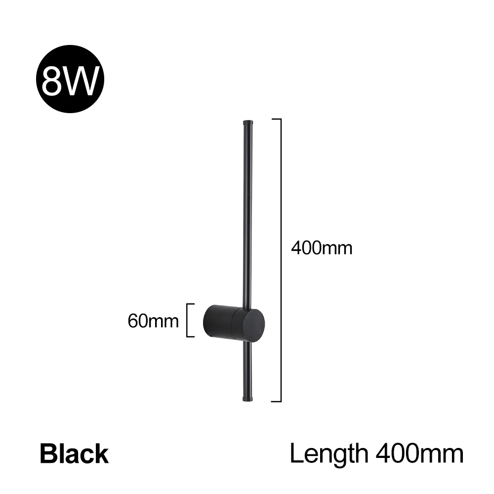 LUCKY LED Wall Light AC90-260V Black Long Wall Lamp with Touch Switch Indoor Sconce Wall Light Fixture for Living Room Bedroom wall lamps for living room Wall Lamps