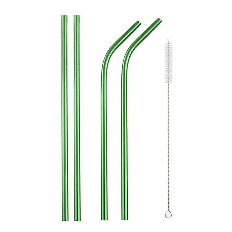 Eco-Friendly Stainless Steel Reusable Straw Set with Cleaning Brushes
