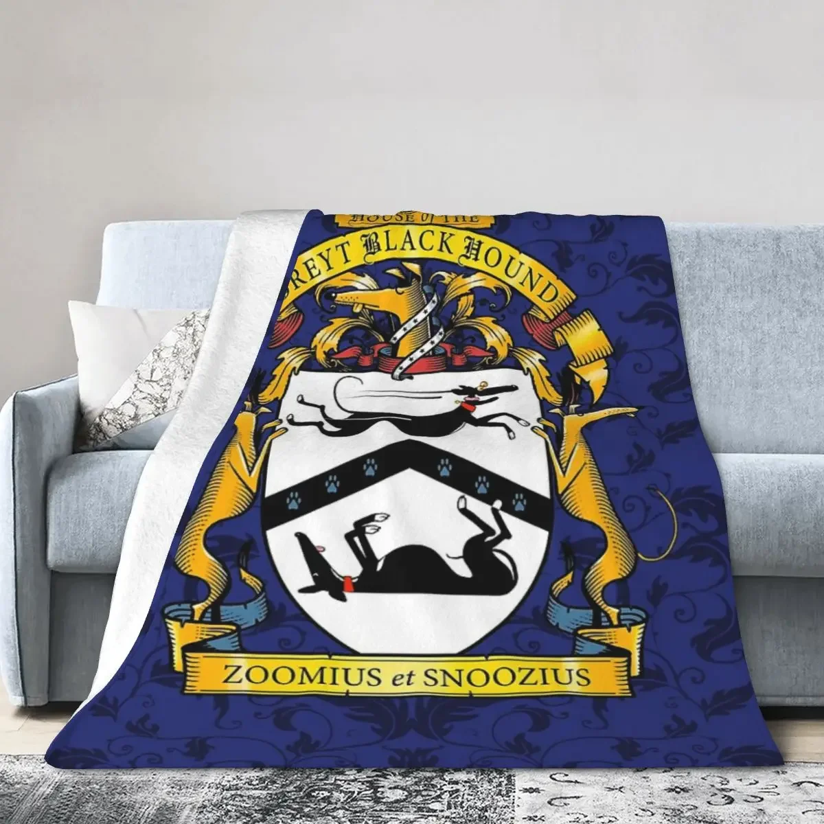 

Greyhound Heraldry Greyt Black Hound Blankets Soft Warm Flannel Throw Blanket Bedspread for Bed Living room Travel Home Couch