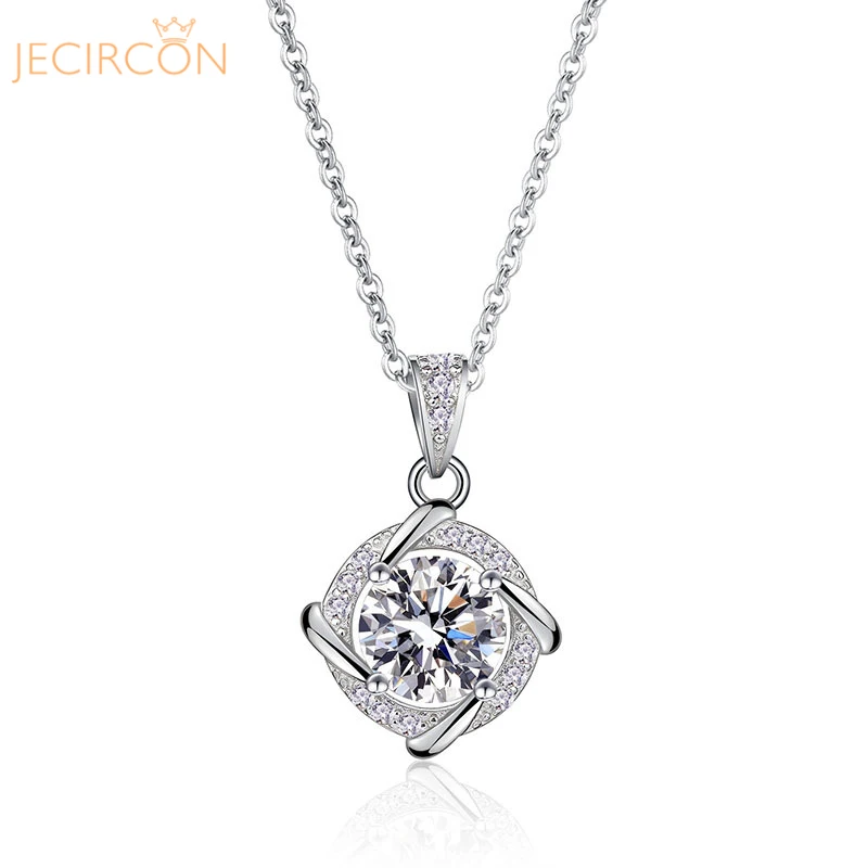 

JECIRCON 925 Sterling Silver Necklace for Women New Creative Dream Windmill 0.5/1 Carat Moissanite Pendant Girls' Clavicle Chain