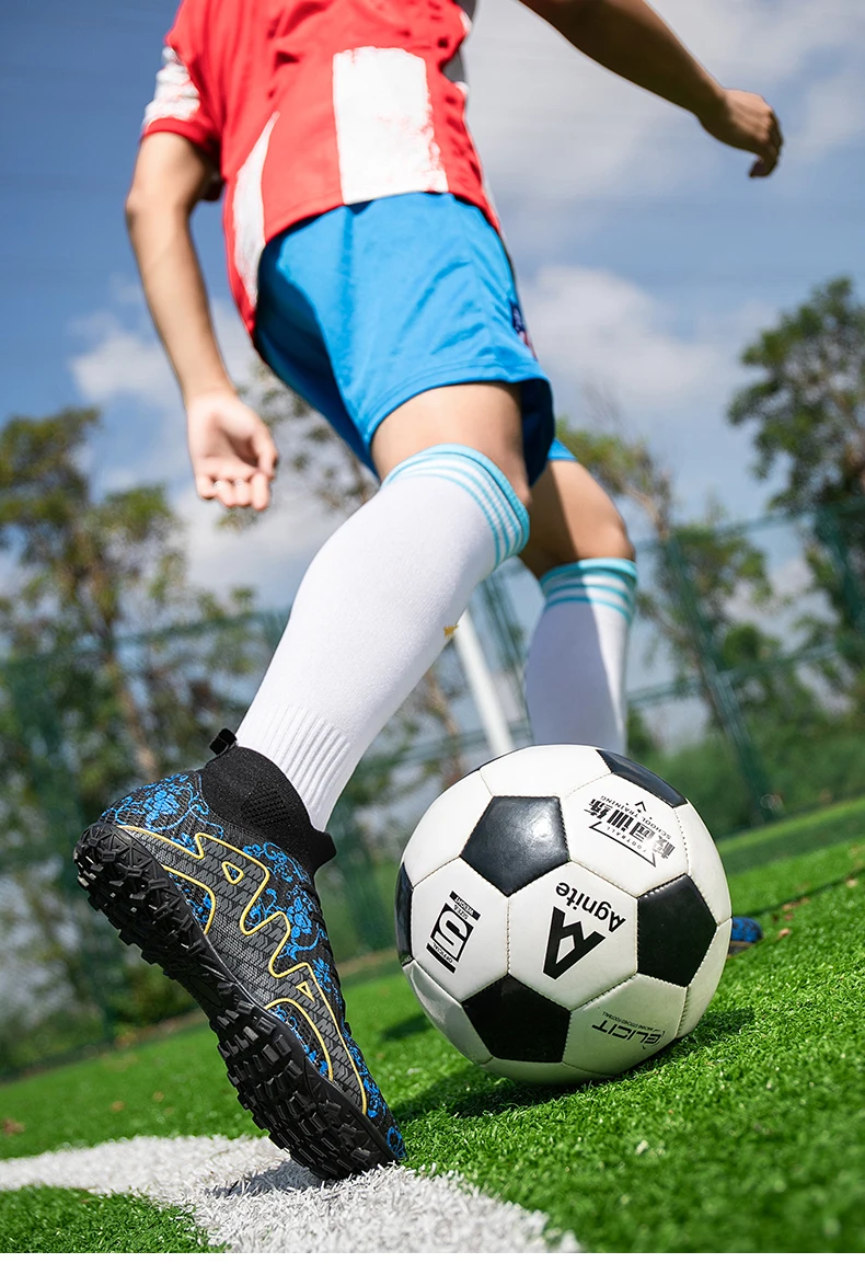 Pantofi de fotbal pentru bărbați, gleznă înaltă, confortabili, antrenament, ghete de fotbal profesionale, ultralejere, antiderapante, respirabile, noi_voghion.com