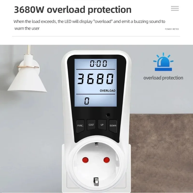 Digital Wattmeter LCD Energy Meter Electricity Power Meter Socket Electric Tester EU US AU UK FR Measuring Outlet Power Analyzer
